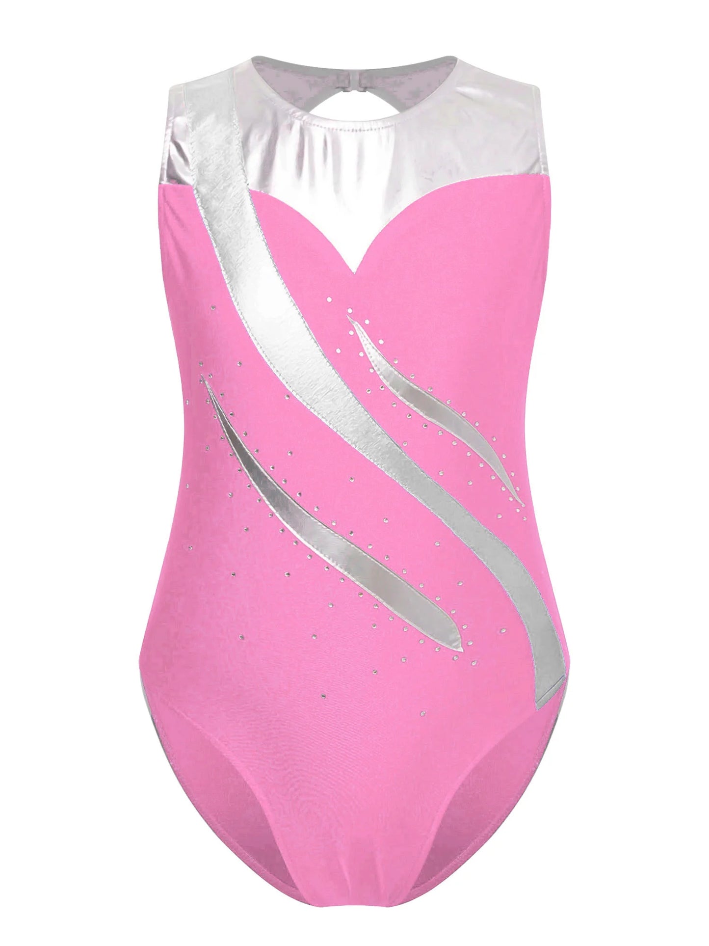 Kinder Mädchen Gymnastik Trikots ein Stück Farb block Metallic Ballett Tanz sportlichen Bodysuit Unitard Team Wettbewerb Dance wear