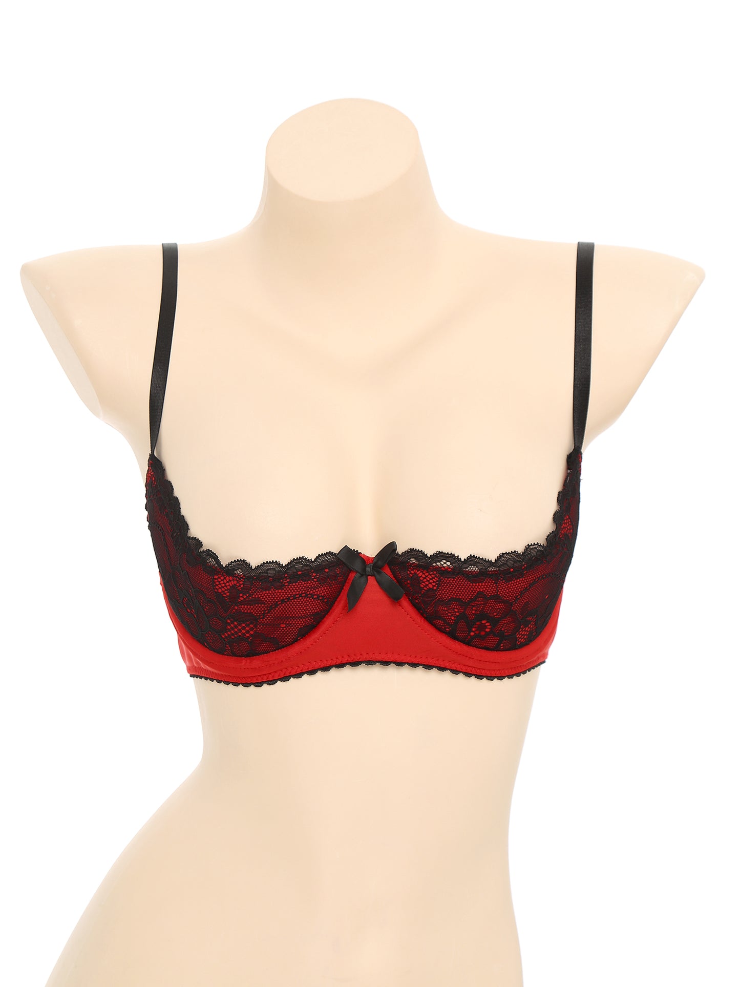 Damen sexy bestickte Spitze Demi Cup BHs Balcon ette ungefüttert unter verdrahtet Regal BH Bra lette Push-up Bandeau Unterwäsche