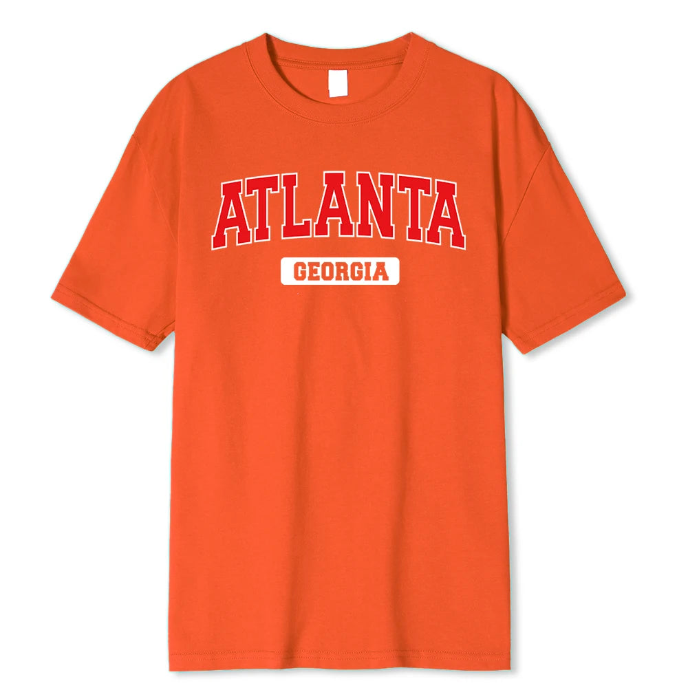 Atlanta Georgia Street Printing Men T Shirt Fashion Casual Tshirts Street Oversize Tshirt Loose 100% Cotton Tee Clothing Man