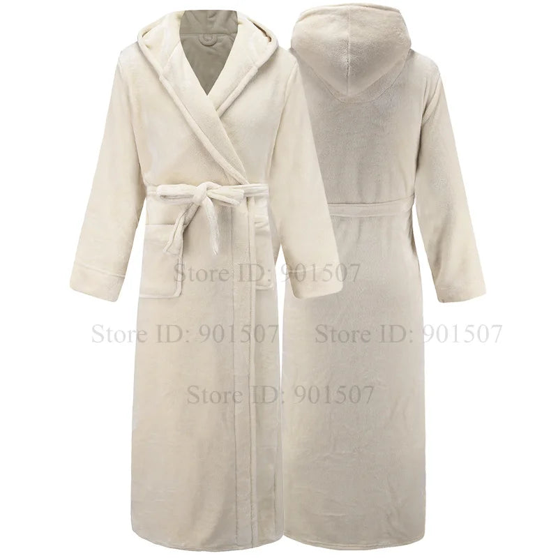 Kapuze Bademantel Nachthemd Frauen Weich korallen Fleece Roben Herbst Winter neue Nachtwäsche Liebhaber lange Kimono Kleid verdicken Nachtwäsche