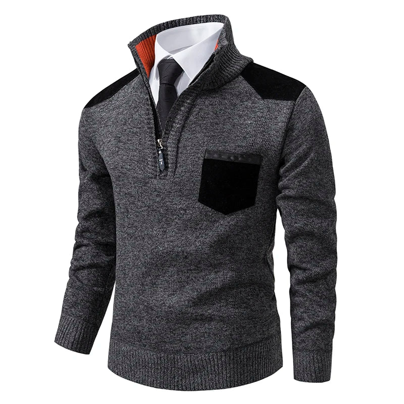 Herbst Winter Herren Strick pullover halber Reiß verschluss Pullover Herren Mode Slim Fit Stehkragen warme lässige Strick pullover