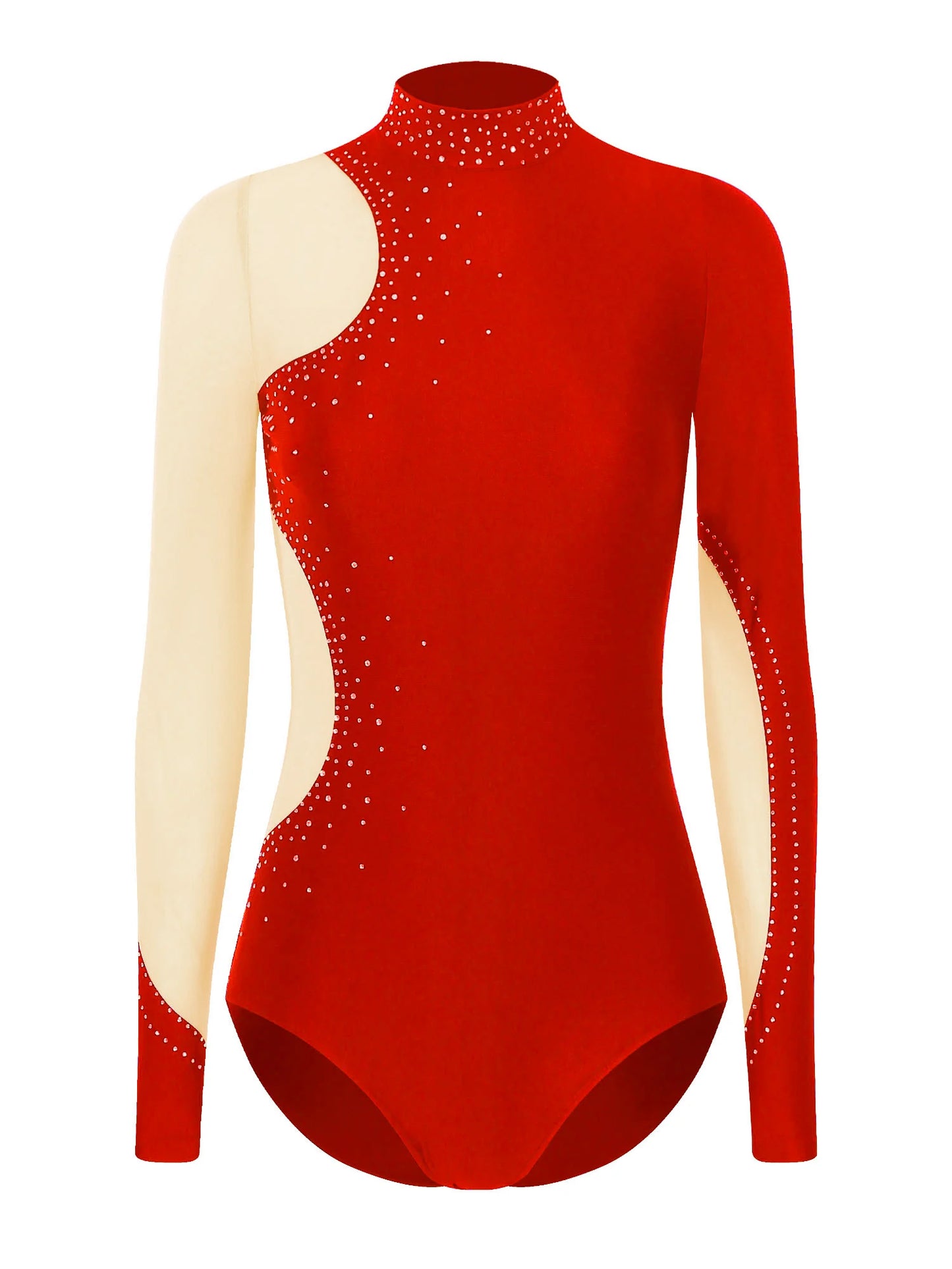 Damen Figur Eislauf Trikot glänzenden Strass Langarm Ballett Tanz Gymnastik Bodysuit Wettbewerb Praxis Overall