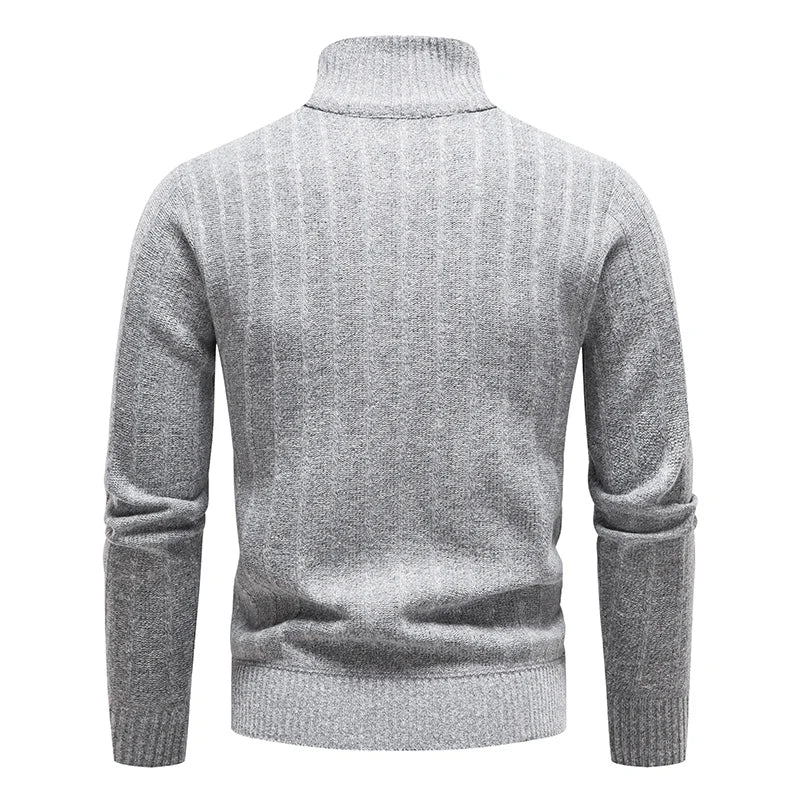 Männer Fleece Pullover Winter Warme Gestrickte Pullover Pullover Männer Mode Half Zip Stehkragen Beiläufige Gestrickte Pullover Pullover