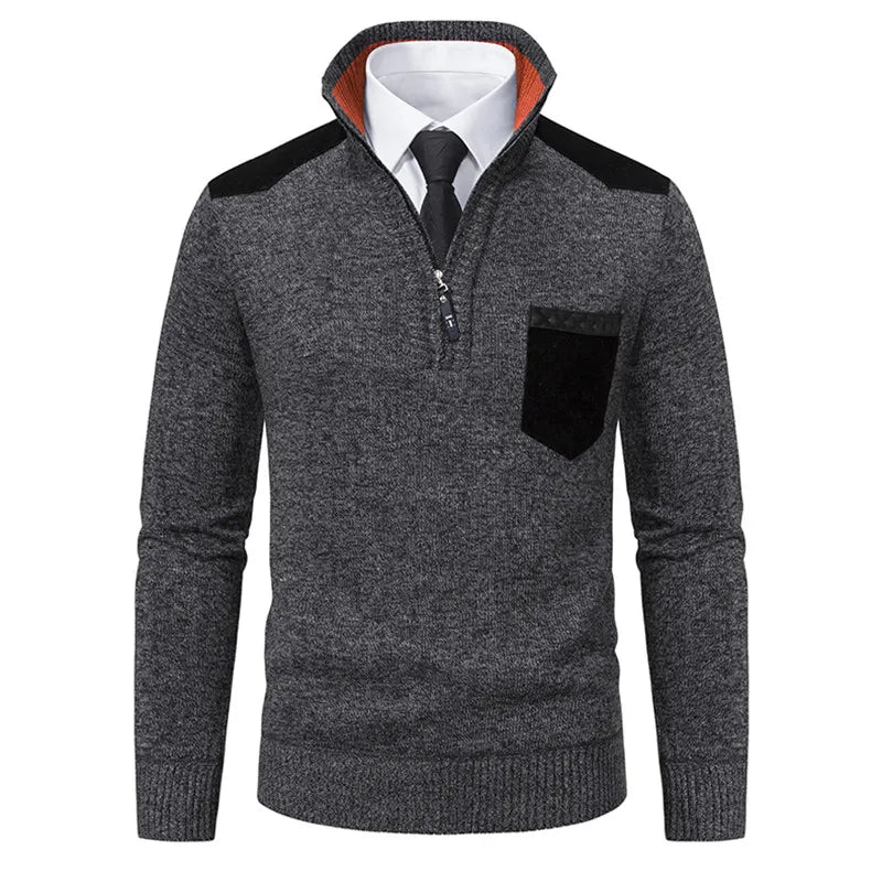 Herbst Winter Pullover Männer Pullover Mode Patchwork Halb Zipper Stehkragen Business Casual Herren Gestrickte Pullover Pullover