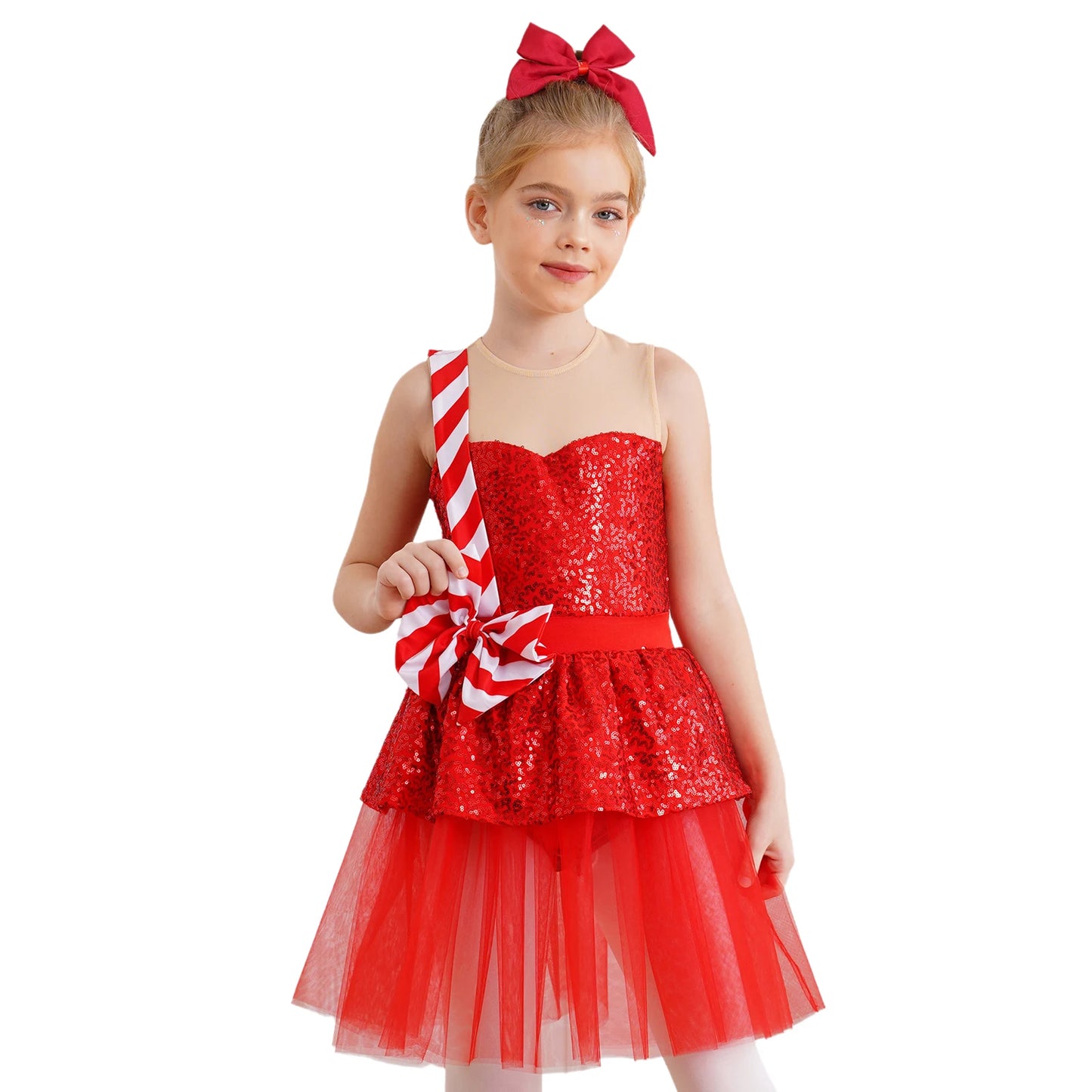 Mädchen Weihnachten Zuckers tange Kostüm Pailletten Tutu Kleid für Weihnachten Tanz Urlaub Party Festival Santa Claus Bühnen performance