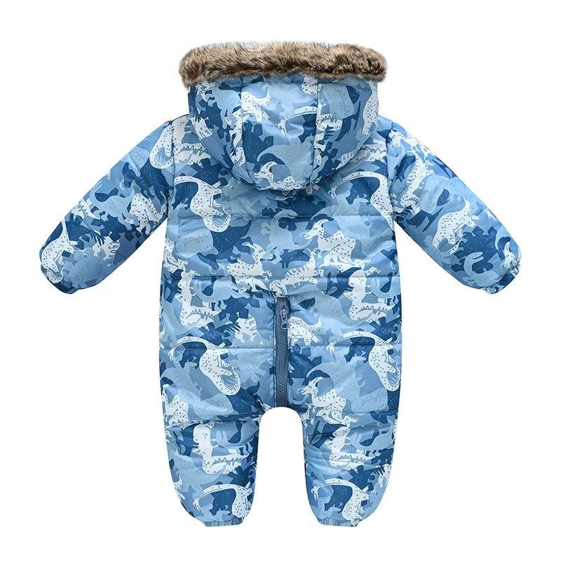 6 9 12 18 24 36 Monate Winter Baby Stram pler niedlichen Cartoon warme Mode Kapuze Reiß verschluss Pelz Kragen Junge Overall neue Kinder tücher