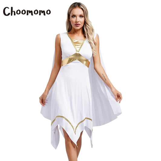 Frauen alten griechischen Toga Kostüm mittelalter lichen Halloween Karneval griechischen römischen Gott Mythologie Adel asymmetrische Kleider Robe