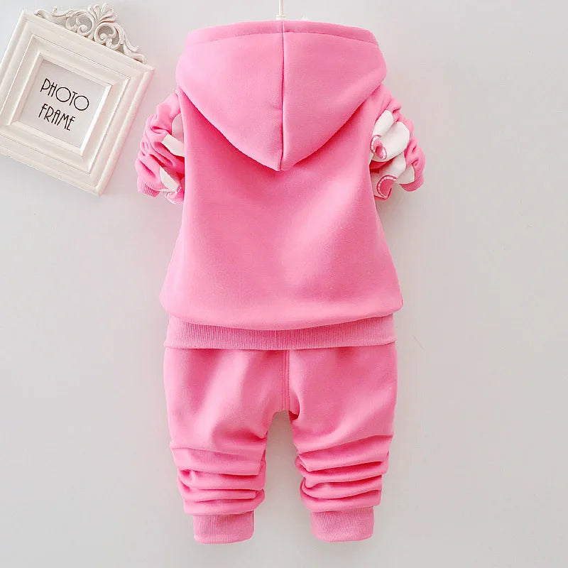 1 2 3 4 5 Jahre Winter Baby Mädchen Kleidung Sets Blumen halten warm verdicken Jacke und Hose kleine Prinzessin passt Kinder kleidung