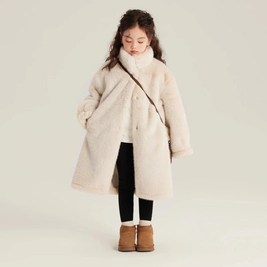 Neue Teenager Winter Mädchen Plüsch jacke einfarbig warm halten Prinzessin Pelzmantel Weihnachts geschenke 5 6 8 10 12 Jahre Kinder kleidung