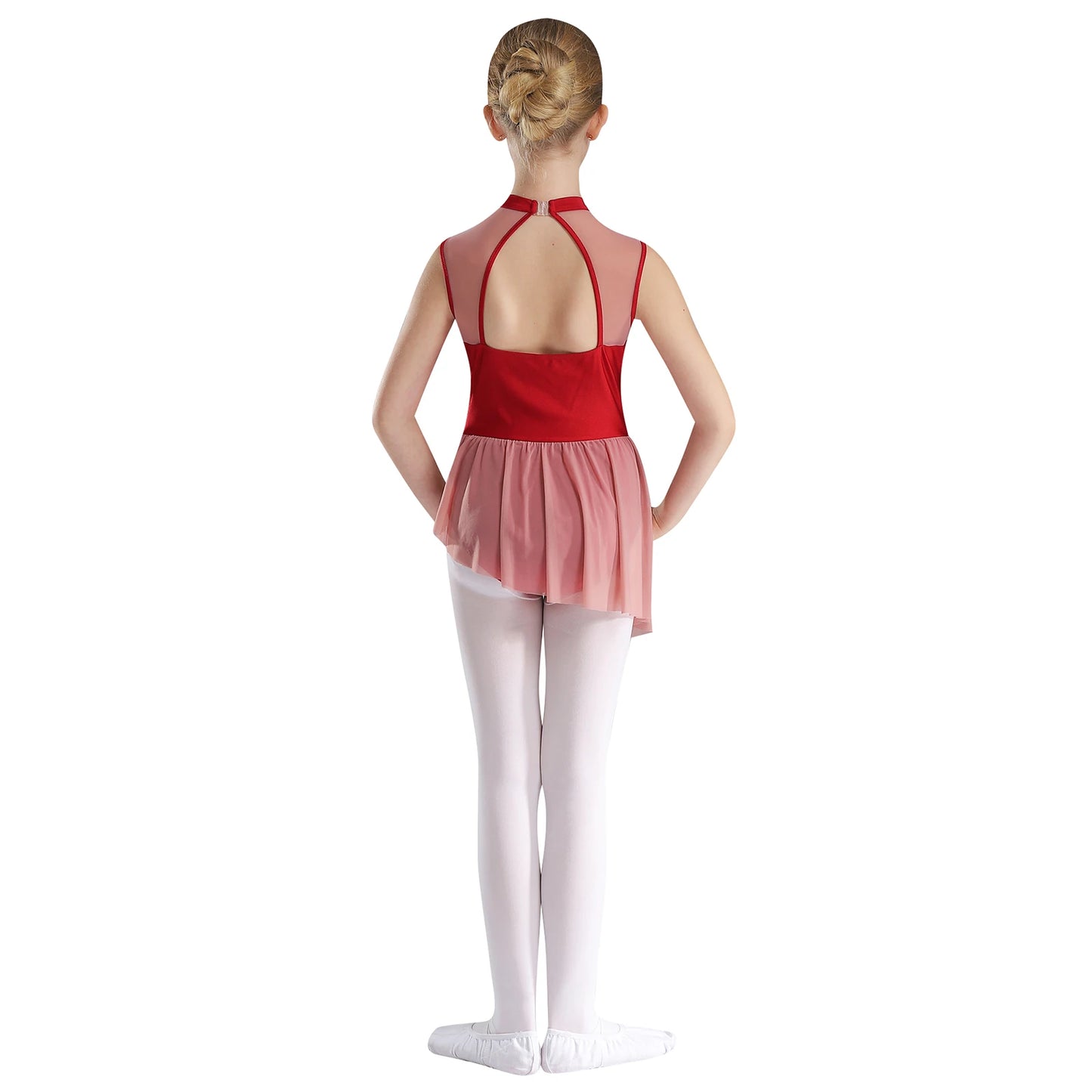 Kinder Mädchen Glitzer Strass Blumen Ballett Tanz unregelmäßiges Kleid Rocked Trikot Gymnastik Bodysuit Ballerina Dance wear