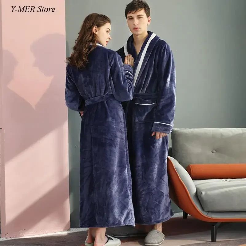 Nachtwäsche Lose Kimono Nachtwäsche Paar Verdicken Flanell Robe Männer Warme Herbst Winter Neue Intimate Dessous Lose Bademantel