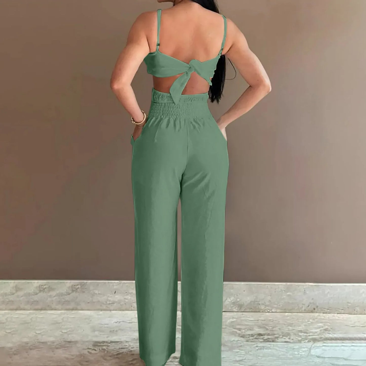 Sommer hoch taillierte lässige Hosenträger Overall Urlaub einfarbig sexy Stram pler aushöhlen Patchwork Mode Overalls Frauen