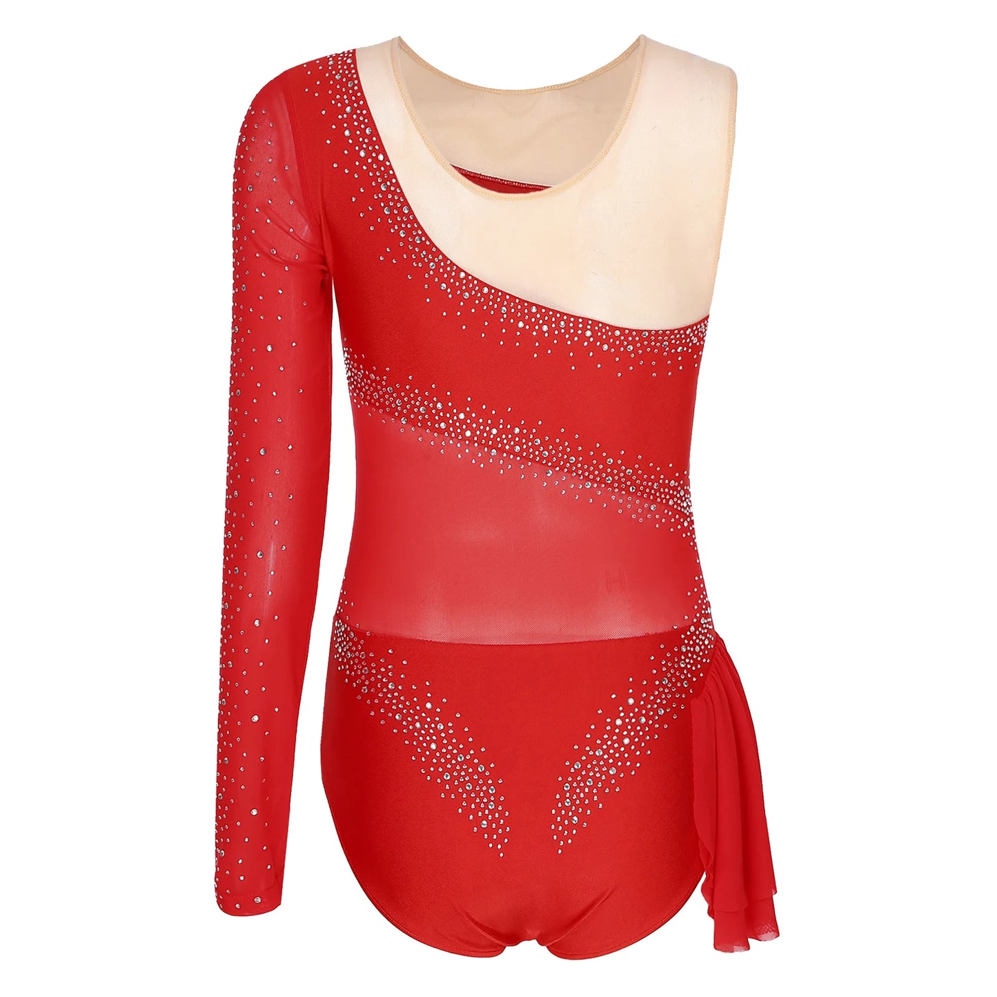 Damen glänzenden Strass eine Schulter Ballett Tanz Gymnastik Trikot Bodysuit Eislaufen Training Overall sportliche Tanz kleidung