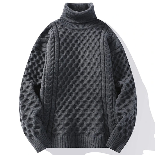 Herbst Winter herren Rollkragen Lose Pullover Einfarbig Beiläufige Gestrickte Pullover Männer Dicke Warme Streetwear Stricken Pull Pullover