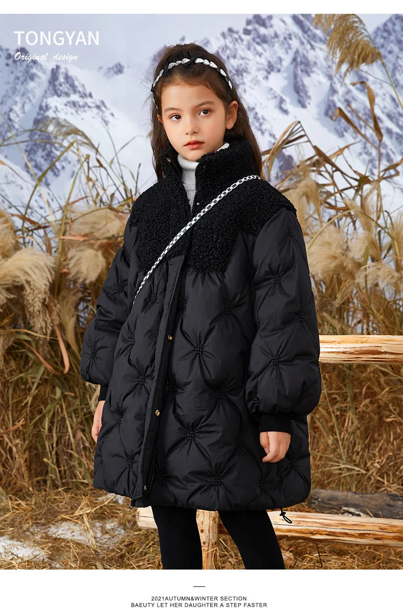 Teenager Mädchen Daunen jacke Winter einfarbig warm halten Mode Parkas Mantel Reiß verschluss Oberbekleidung 5 6 8 10 12 14 Jahre Kinder kleidung