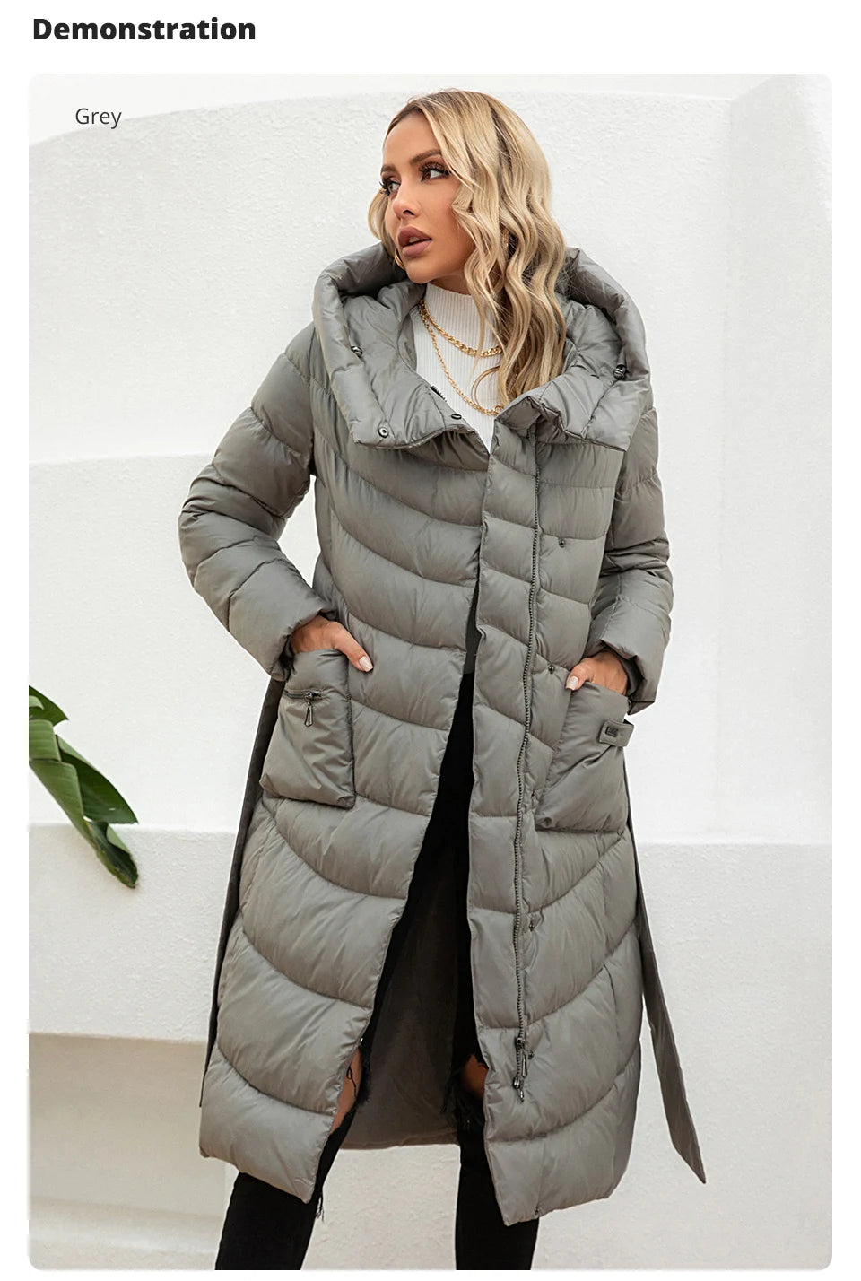 Gasman Mode Parkas Frauen lässig Kapuze Taschen gürtel Frauen Daunen jacke weibliche Mäntel Outwear