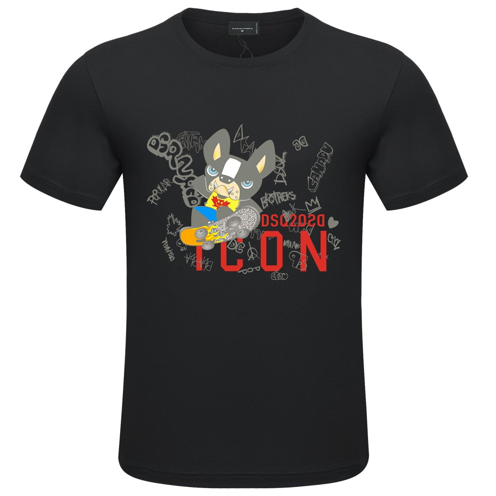 Mens Summer Print T-Shirt DSQ2 Brand Mens Fashion Casual Loose Cotton ICON Sport Jogging T-Shirt Street Hip Hop Couple T-Shirt