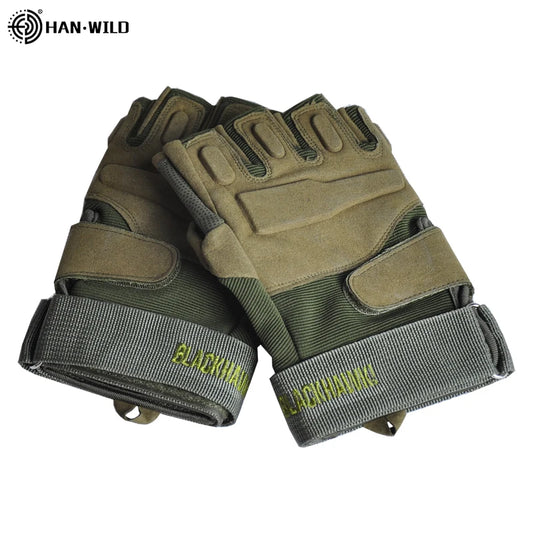 HAN WILD Tactical Gloves Half-finger Military Gloves for Men Army Airsoft Bicycle Hunting Shooting Antiskid Protection Unisex