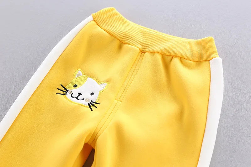 3 Stück süße Katze warm halten Mädchen Kleidung Herbst Jungen Kleidung Sets Kapuze Weste Mantel Hose Baby Anzüge 1-4 Jahre neue Kinder kleidung