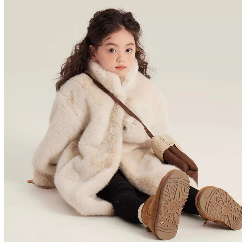 Neue Teenager Winter Mädchen Plüsch jacke einfarbig warm halten Prinzessin Pelzmantel Weihnachts geschenke 5 6 8 10 12 Jahre Kinder kleidung