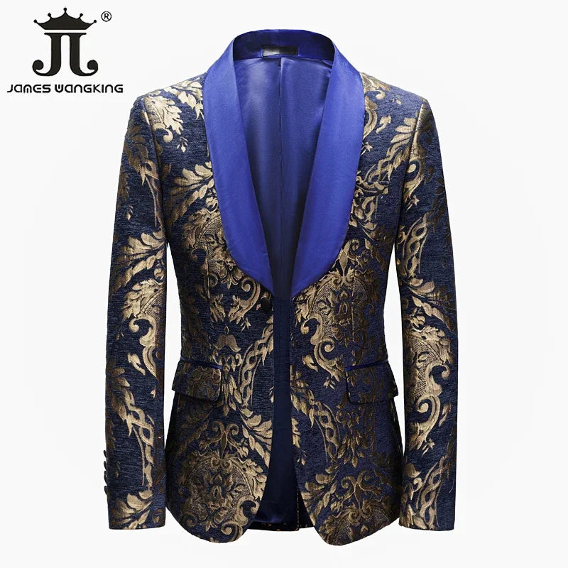 Luxuriöse Boutique Slim Print Herren Anzug Jacke Prom Bankett Smoking Bräutigam Hochzeitskleid Blazer Social Herren Formelle Anzüge Bühnenthost