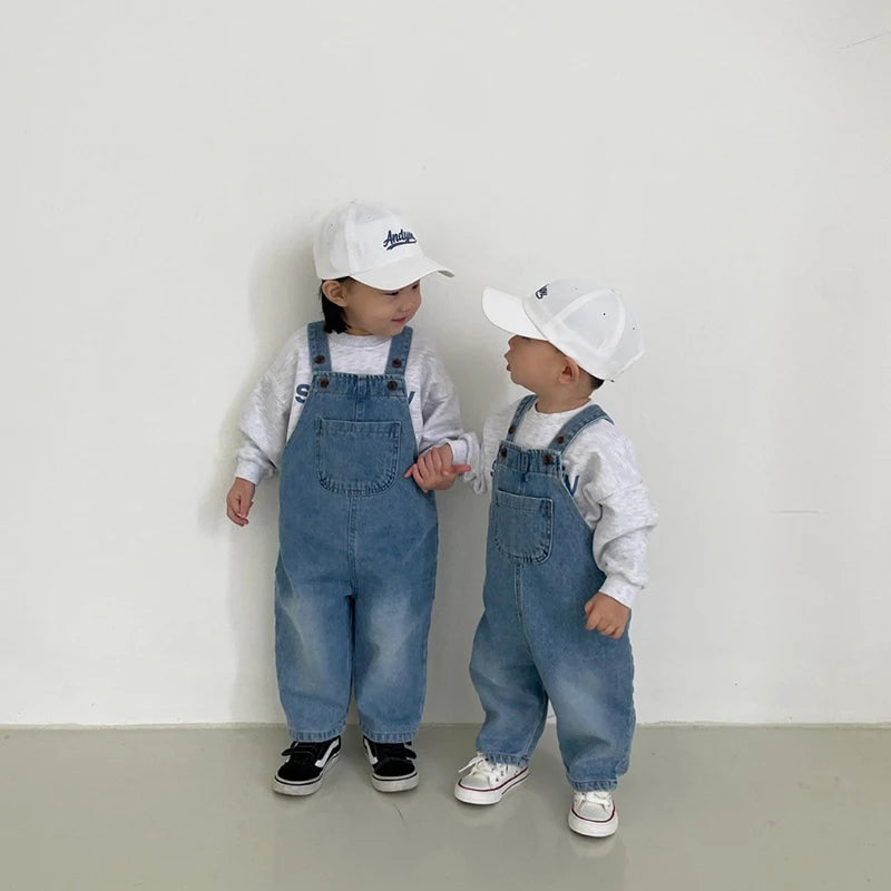 1 2 3 4 5 6 Jahre Baby Jungen Mädchen Overalls Kinder Hosenträger Hose Frühling Herbst neue Mode koreanischen Stil Träger Jeans hose