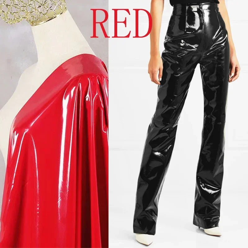 Hohe Taille PU Leder Gerade Hosen Frauen Glänzende Patent Leder Hosen Damen Punk Faux Latex Hosen Clubwear Frühjahr Neue Custom