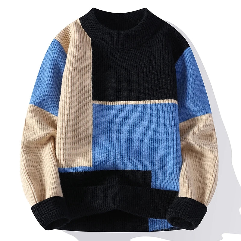 Herbst Winter dicke Mode Pullover Männer o Hals Strick pullover Herren Patchwork lässig Strick pullover koreanischen Pullover Strickwaren Mann