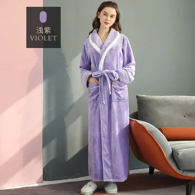 Nachtwäsche Lose Kimono Nachtwäsche Paar Verdicken Flanell Robe Männer Warme Herbst Winter Neue Intimate Dessous Lose Bademantel