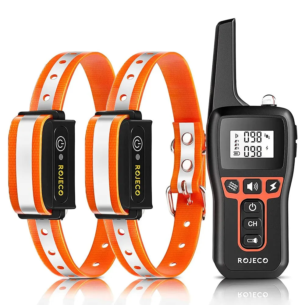 ROJECO 1000 m elektrisches Hundetrainingshalsband, ferngesteuertes Trainingshalsband für Haustiere, wiederaufladbar, für Hunde, Bellenkontrolle, Stoppschock-Halsband