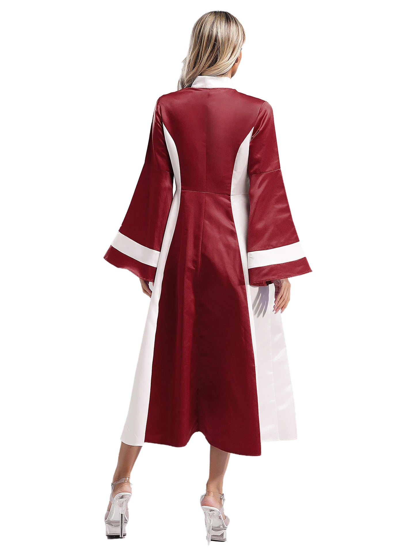 Mittelalterliches Klerus-Kleid für Damen, lange ausgestellte Ärmel, elegante Kirchenrobe, Pastor, Chor, christliches Kleid, Halloween-Cosplay-Kostüme