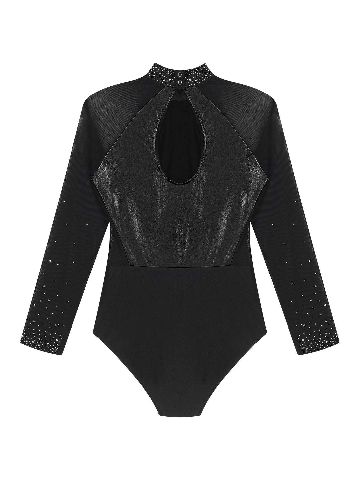 Funkelnde Strass steine für Damen Farb block Gymnastik Trikots Langarm Ballett Tanz Bodysuit Overall sportliche Tanz kleidung