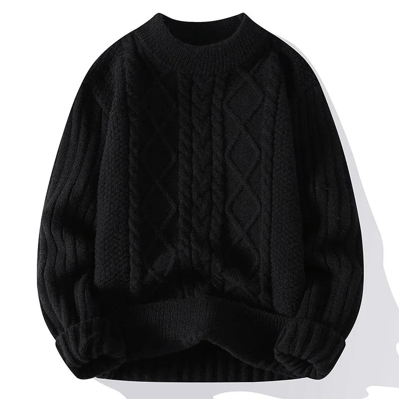 Neue männer Warme Pullover Gestrickte Pullover Rundhals Vintage Harajuku Lose Einfarbig Casual Winter Pullover Männer Pullover Mann