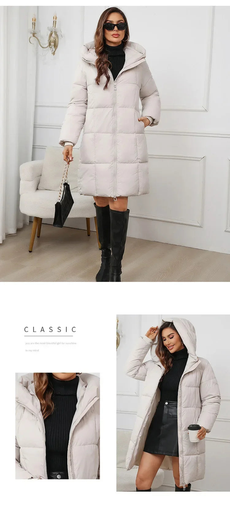 2024 neue Winter Frauen Lange Parkas Taschen Dicke Warme Mit Kapuze Unten Baumwolle Mantel Weibliche Lose Puffer Jacken Winddicht Schnee Mantel