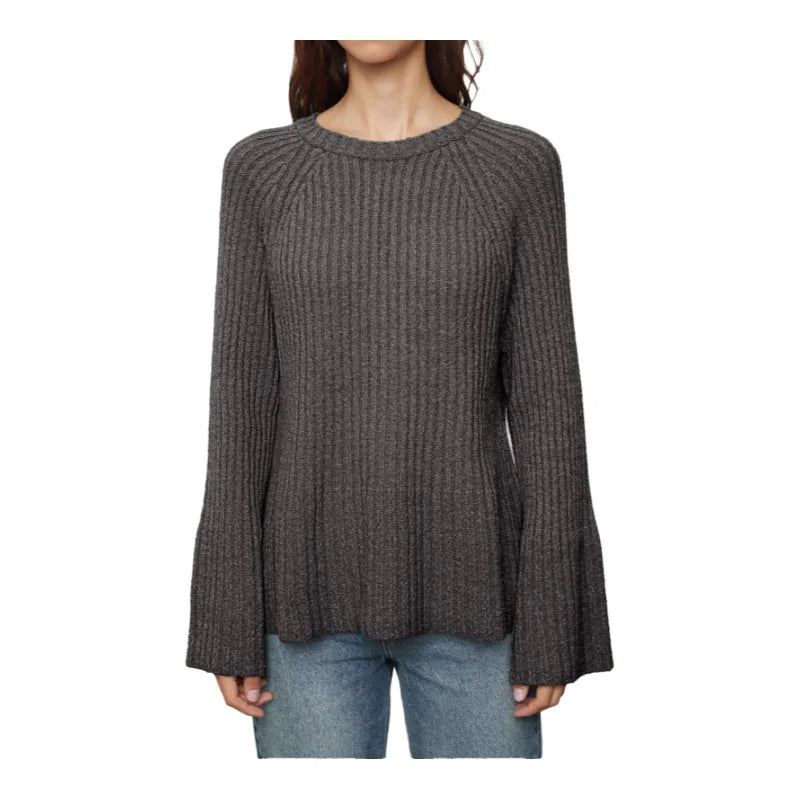 Trendyol TYZA Damen-Pullover, lässig, Übergröße, Rundhalsausschnitt, einzelnes Nummernschild, einfarbig, Strickwaren, Pullover mit Standardärmeln und Pullover