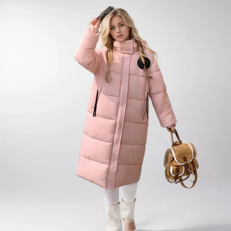 2024 neue Winter Frauen Kapuze Parkas X-Long Jacken lässig dick warm wind dicht weibliche Outwear Streetwear Schnee tragen Jacke Mantel