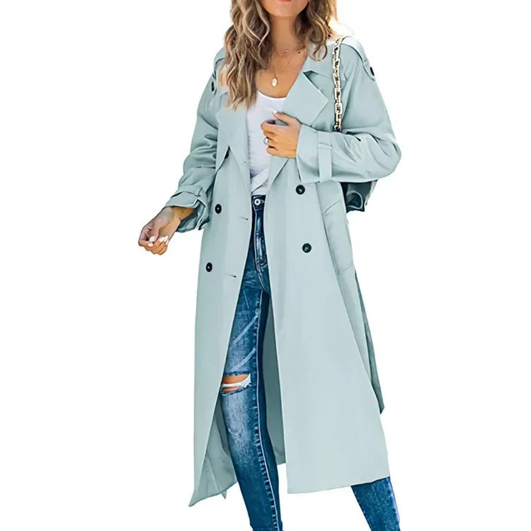 Amazon Independent Station Cross-Border European and American Women's Winter and Autumn Coat Jacket Overcoat Plus Size Trench Co