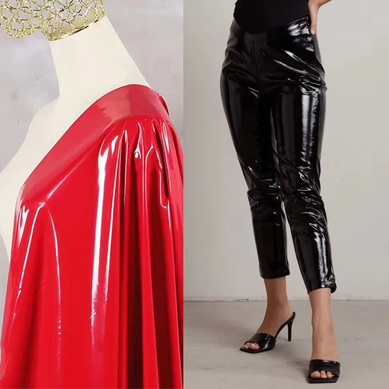 Glänzende Faux Latex Leder Bleistift Hosen Frauen Bodycon PU Leggings Büro Dame Beiläufige Dünne PVC Geerntete Hose Frühjahr Neue Custom