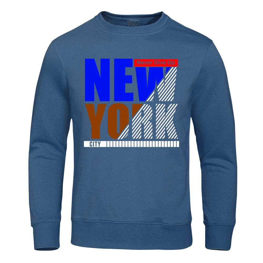 Never Give Up New York City Street Hip Hop Hoodie Mens Sport Hip Hop Top Pullover Warm Clothes Comfortable Fleece Hoodies Men