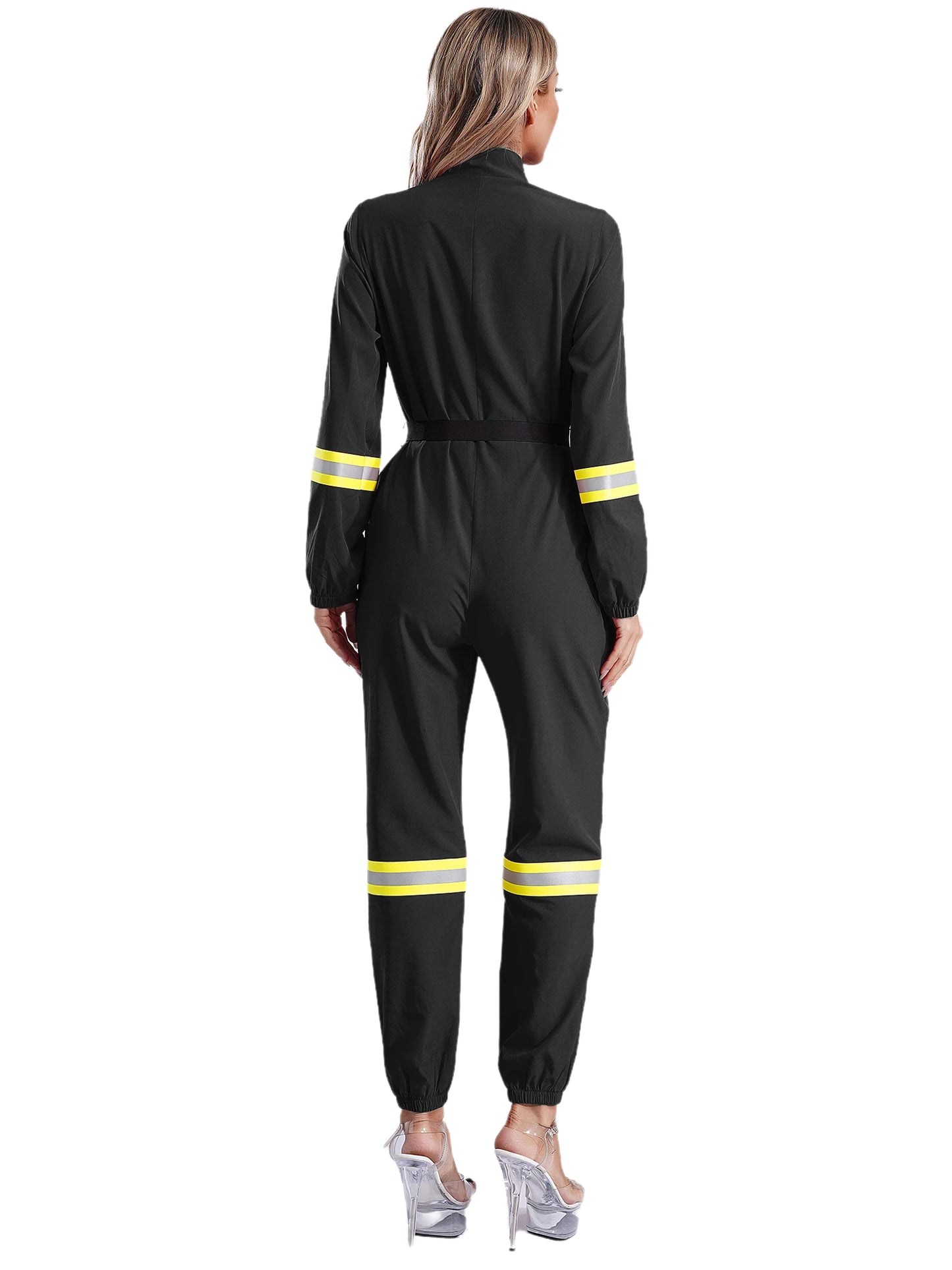 Damen Feuerwehr mann Kostüm Feuerwehr mann Langarm Front Reiß verschluss Overall Stram pler Overalls für Halloween Party Rollenspiel verkleiden