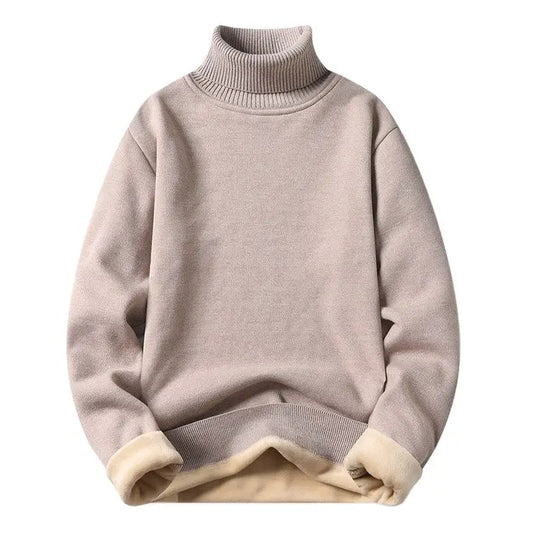 Herbst Winter Fleece Rollkragen Pullover Männer Mode Slim Fit Gestrickte Pullover Mens Einfarbig Warme Strick Pullover Pullover