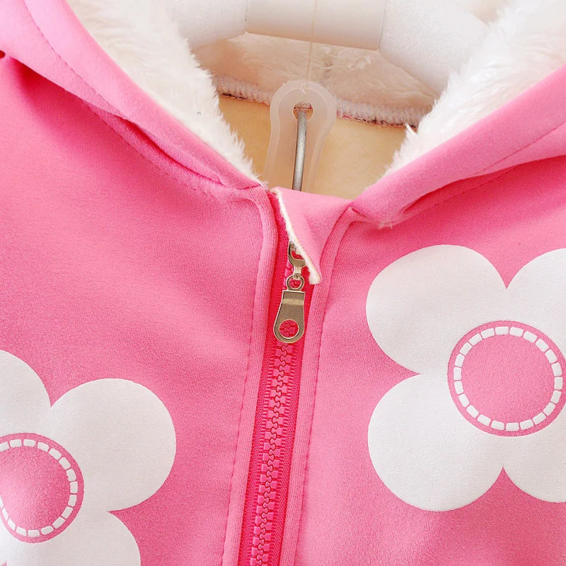 1 2 3 4 5 Jahre Winter Baby Mädchen Kleidung Sets Blumen halten warm verdicken Jacke und Hose kleine Prinzessin passt Kinder kleidung