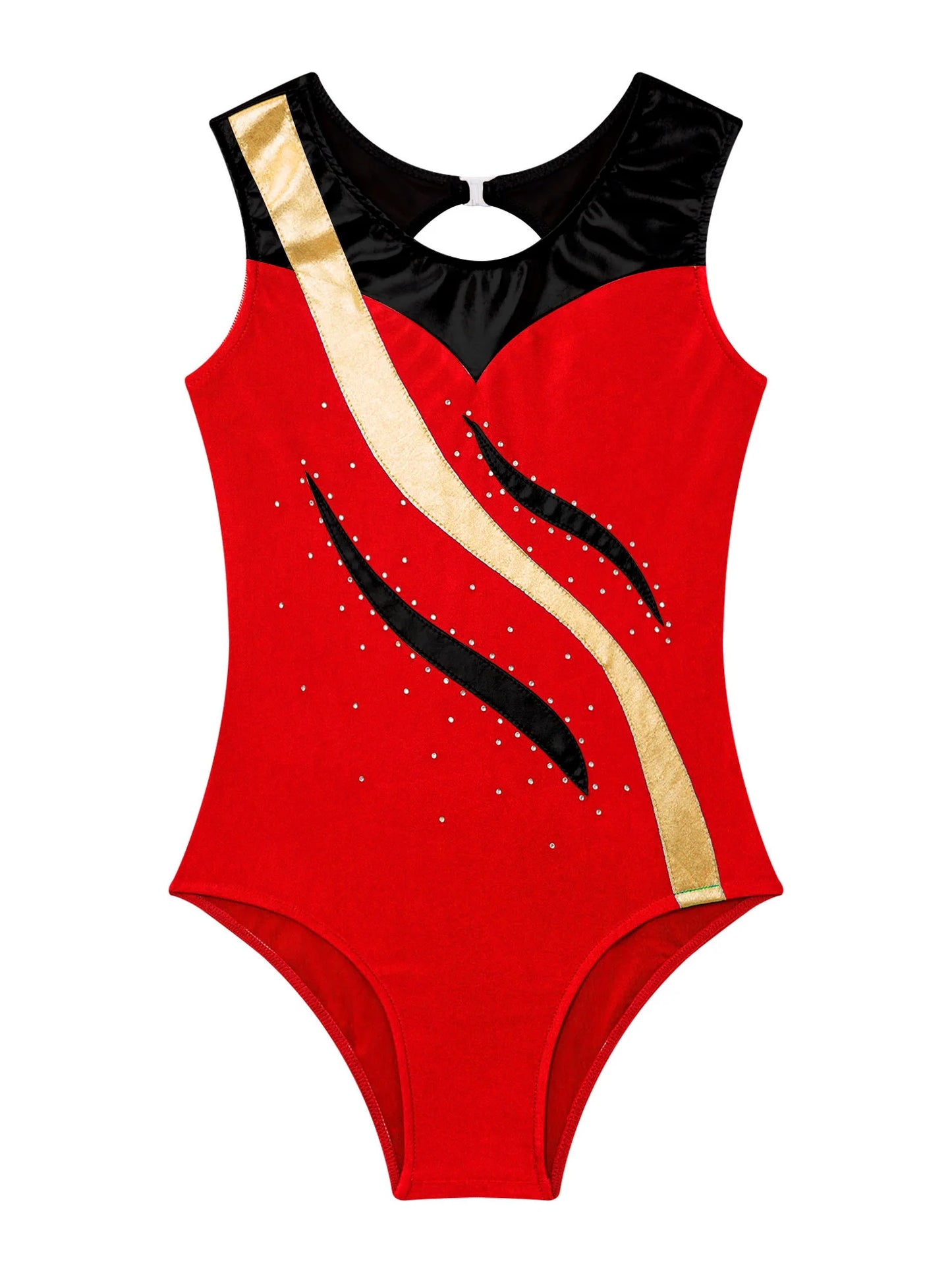 Kinder Mädchen Gymnastik Trikots ein Stück Farb block Metallic Ballett Tanz sportlichen Bodysuit Unitard Team Wettbewerb Dance wear