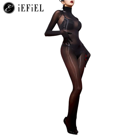 Frauen sexy durchschauen Ganzkörper abdeckung Body stockings Body suits Voll finger handschuhe schüren Overalls Rave Party Teddy Nachtwäsche