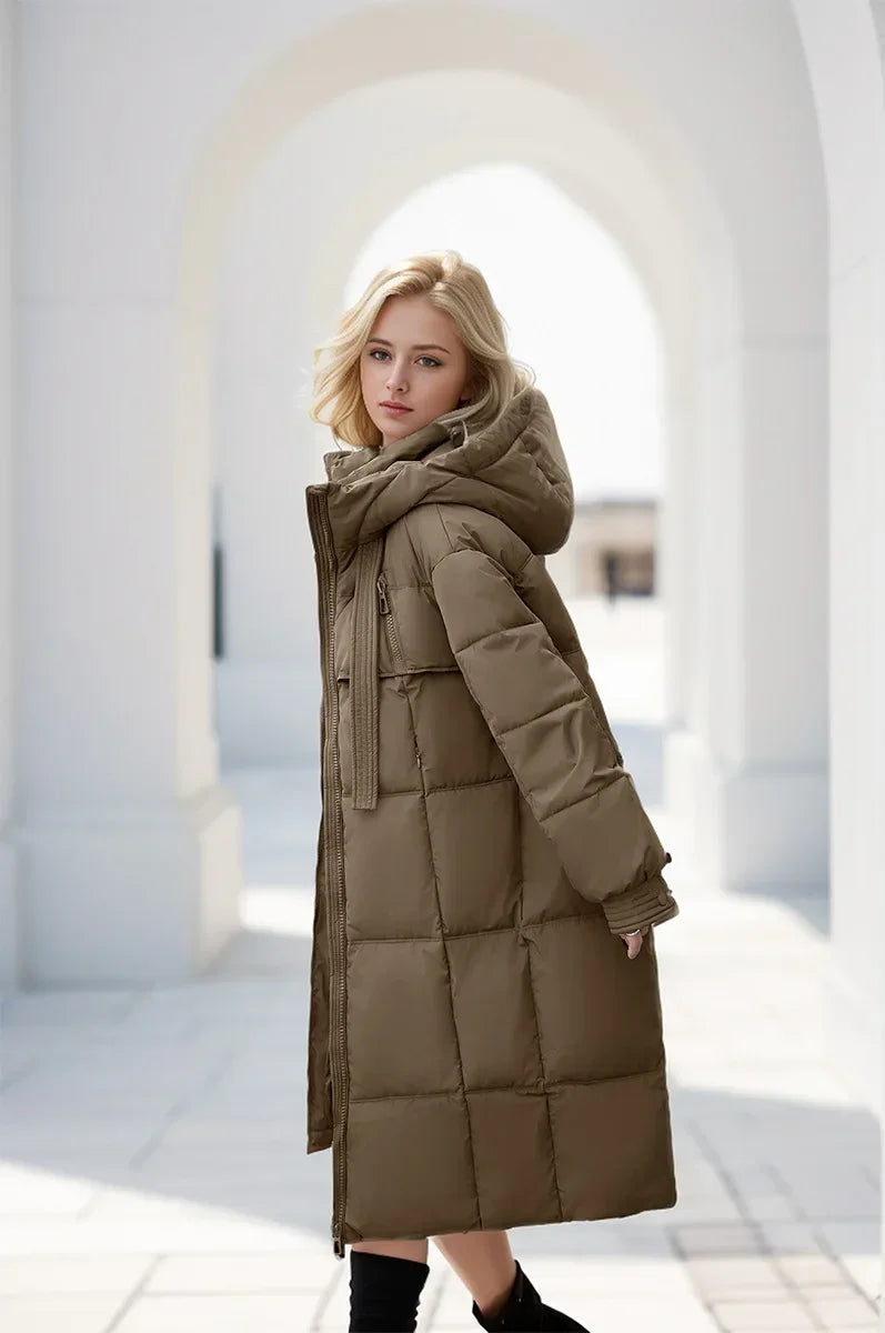 Frauen Parkas 2024 Herbst Winter Daunen Baumwoll jacken gepolstert verdickt Overknee locker lässig lange warme Taschen Mantel Schnee mantel