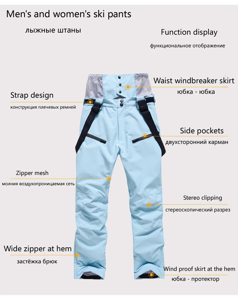 Neue Mode Ski Hosen Männer Frauen Winddicht Wasserdichte Schnee Hosen Winter Snowboarden Strumpf Hosen mit Taille Schutz