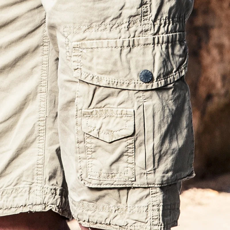 Summer Men's Cargo Shorts Oversized Solid 100% Cotton shorts Multi-pocketed Casual Shorts Men Beach Shorts 29-44 AF3231