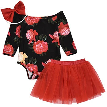 0 6 9 12 18 monate Baby Mädchen Kleidung Sets Frühling Langarm Baumwolle Blume Strampler Und Rock Kleine Prinzessin anzüge Kinder Kleidung