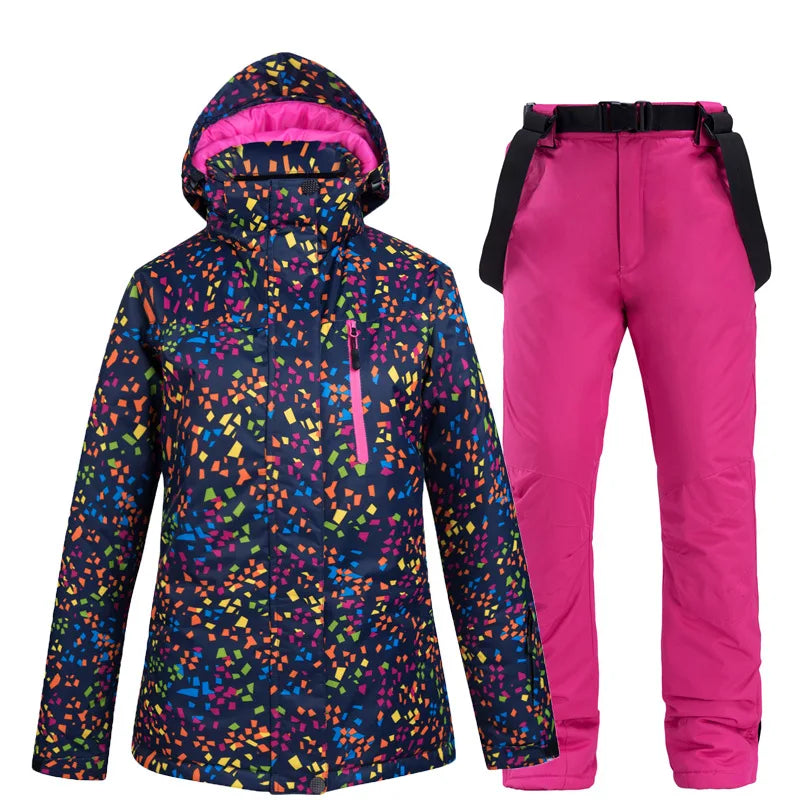 Winter Frauen Ski Anzug Thermische Ski Jacke Hosen Set Winddicht Wasserdicht Snowboarden Jacke Weibliche Ski Anzüge Schnee Mantel