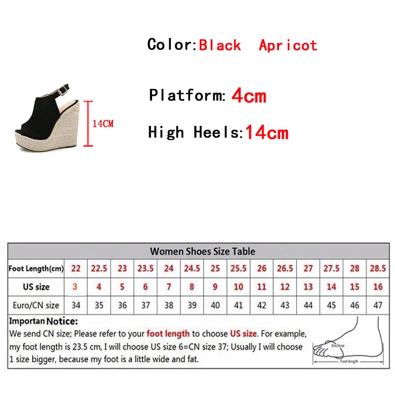 Liyke Größe 34-42 schwarze Frauen Plattform Keils andalen Sommer Mode Peep Toe Schnalle Riemen High Heels Damenschuhe Sandal ias Mujer